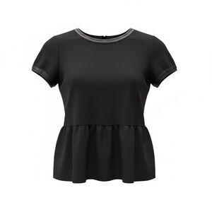 Madewell Black Short Sleeve Peplum Top